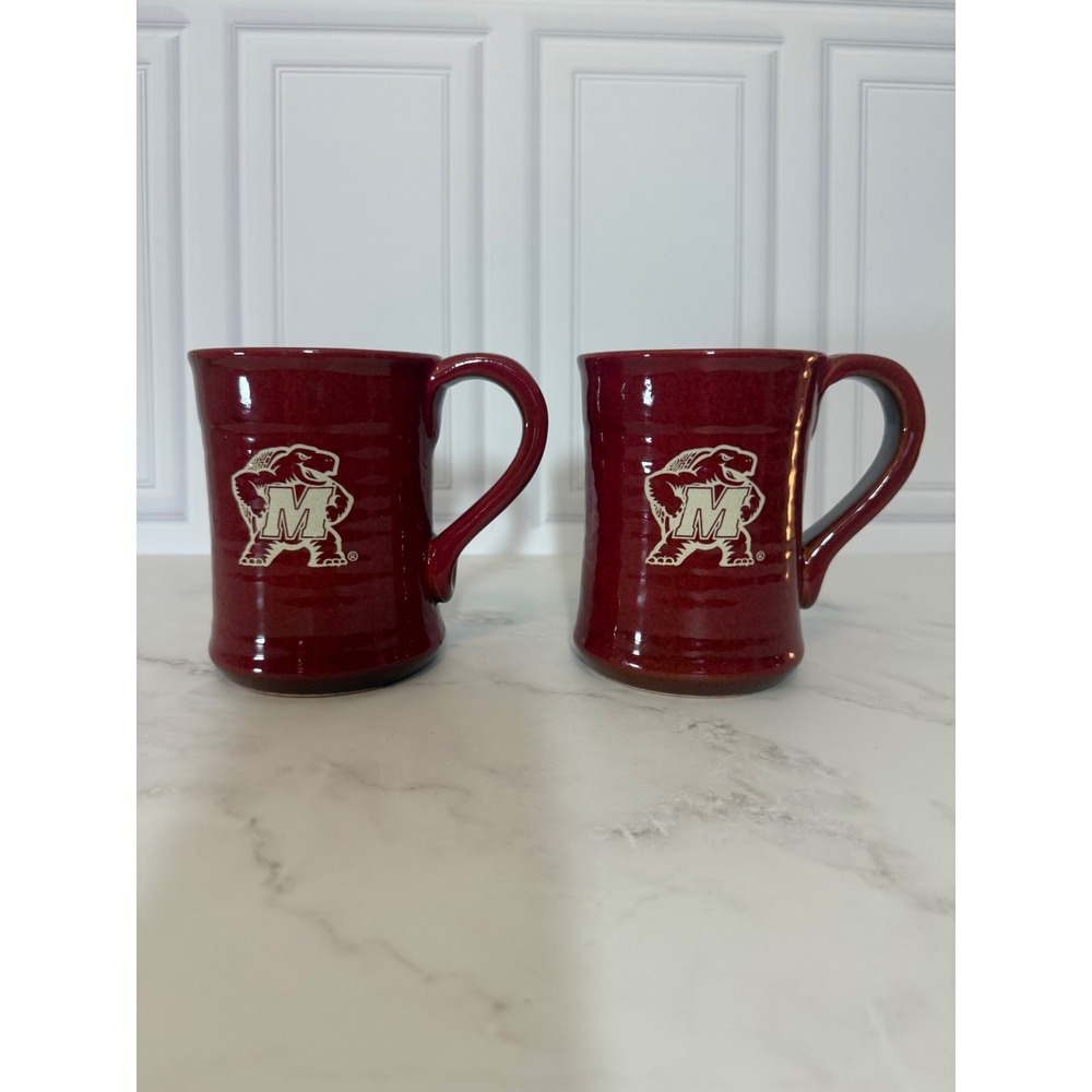 Maryland Terrapins Coffee Mug Set 2 The Memory Company UMD NCAA Burgundy 5in